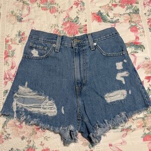 Levi's Blue Distressed Jean Shorts